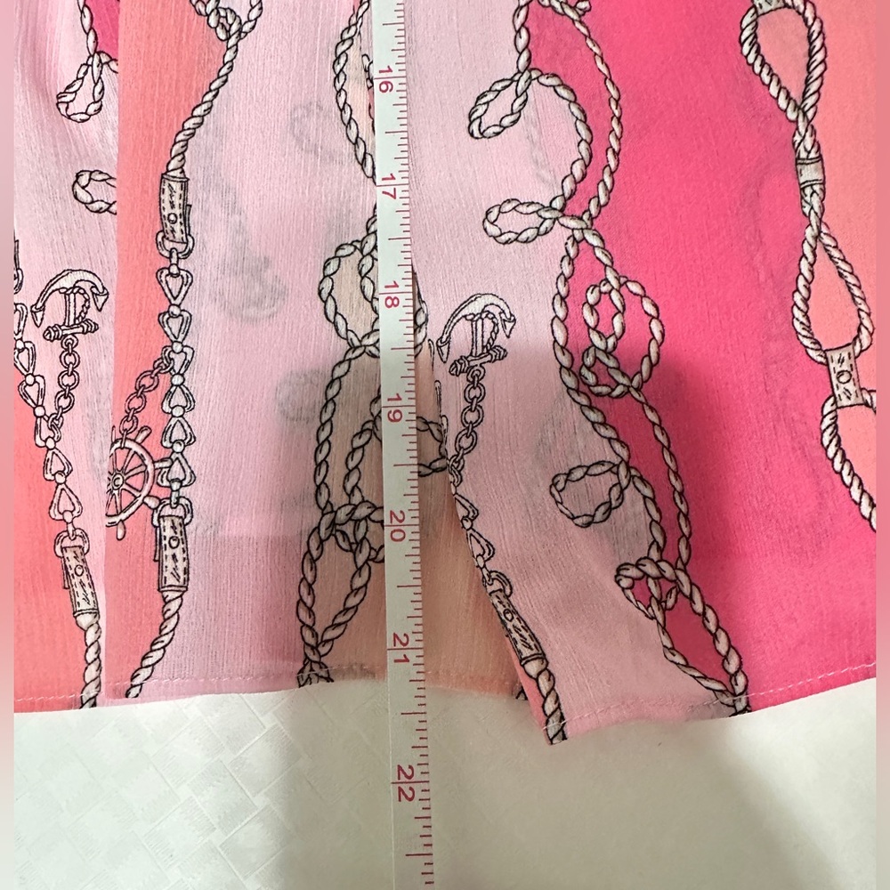 NWT SZ L 77 Park Pink and Coral Patterned Ruffle Blouse - Picture 6 of 7